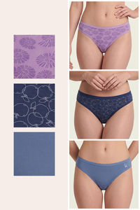 Zivame Regular Rise Full Coverage Bikini Panty (Pack of 3) - Multicolor — thumbnail 2